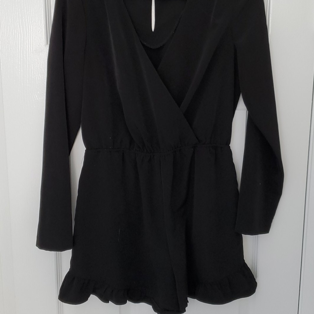 BCBGeneration Black Ruffle Romper